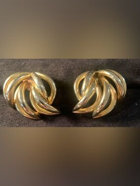 Gold-Tone Swirl Clip Earrings - Elegant Women's Jewelry